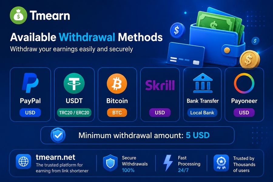TMEarn payout rates and available payment methods