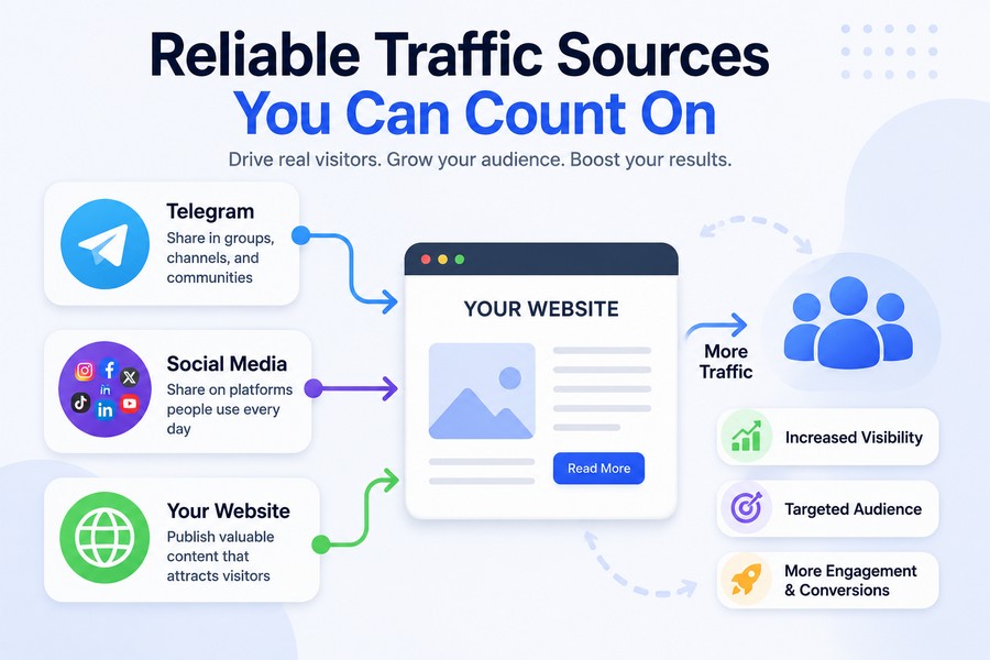 Sharing shortened links through websites, Telegram and social media platforms